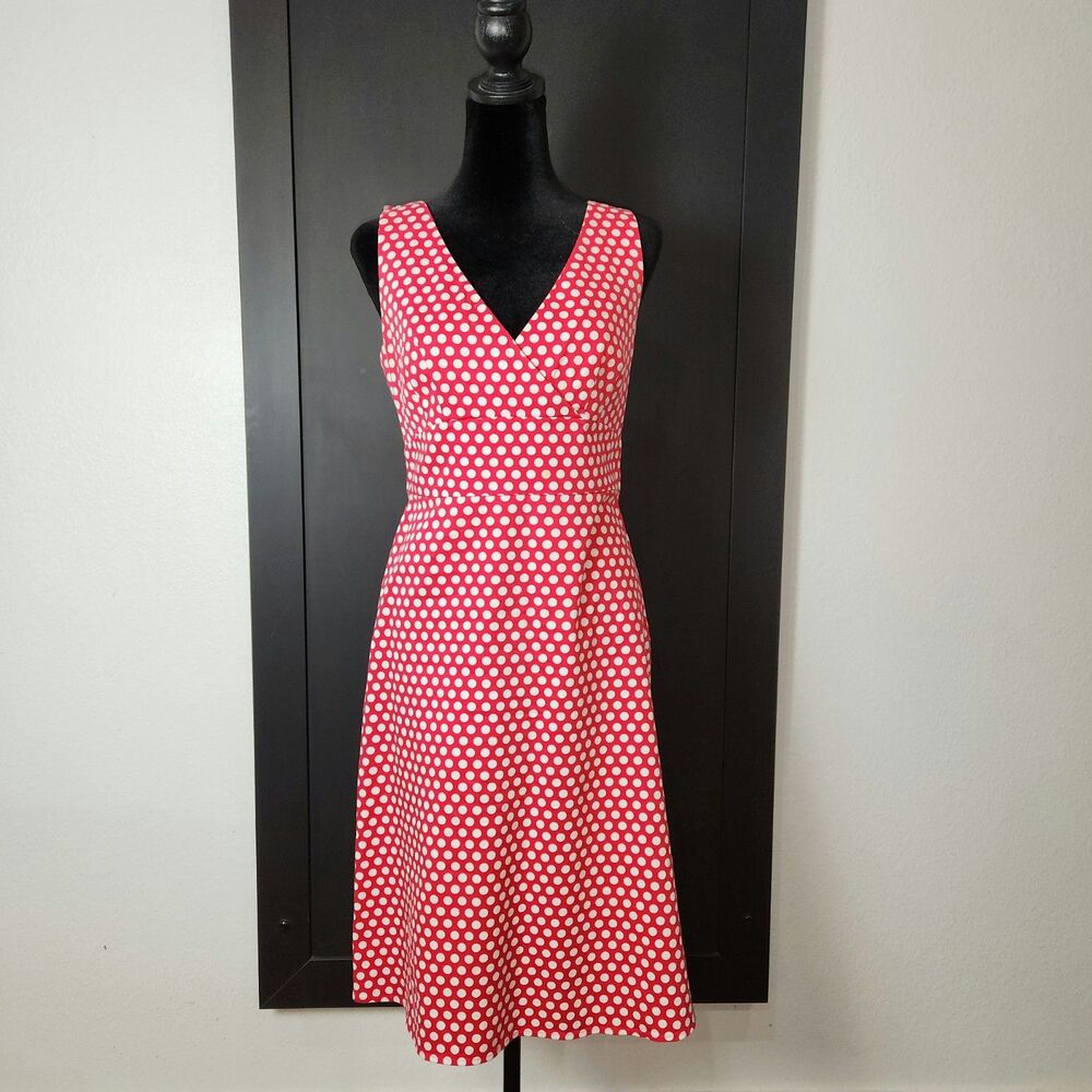Spence Red & White Polka Dot Dress V-Neck A Line Fun Flirty Dress Size 8
